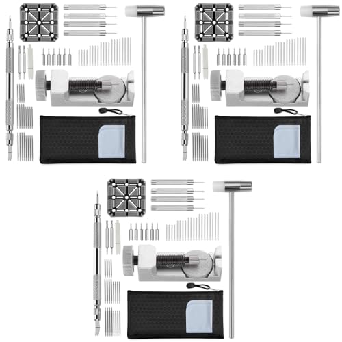 Serplex® 24-in-1 Professional Watch Repair Kit for Wrist Watches, Multi-Tool Set with Liftable Platform, Spring Bar Tool, Link Remover, Cotter Pins, Hammer & Storage Bags for Strap Adjustment (3 Set) Serplex® 24-in-1 Professional Watch Repair Kit for Wrist Watches, Multi-Tool Set with Liftable Platform, Spring Bar Tool, Link Remover, Cotter Pins, Hammer & Storage Bags for Strap Adjustment (3 Set)
